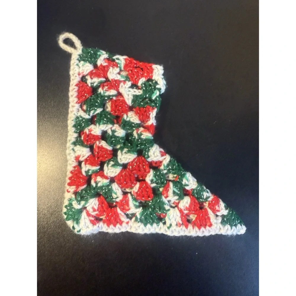 Vintage‎ Crochet Christmas Stockings Set Of 2 Handmade